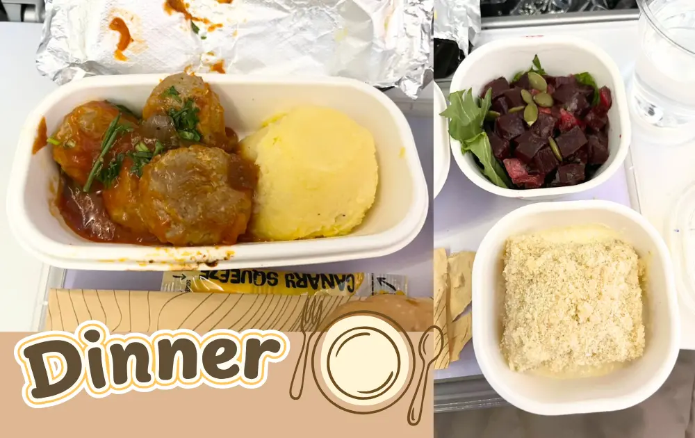 ニュージーランド航空エコノミー機内食夕食内容