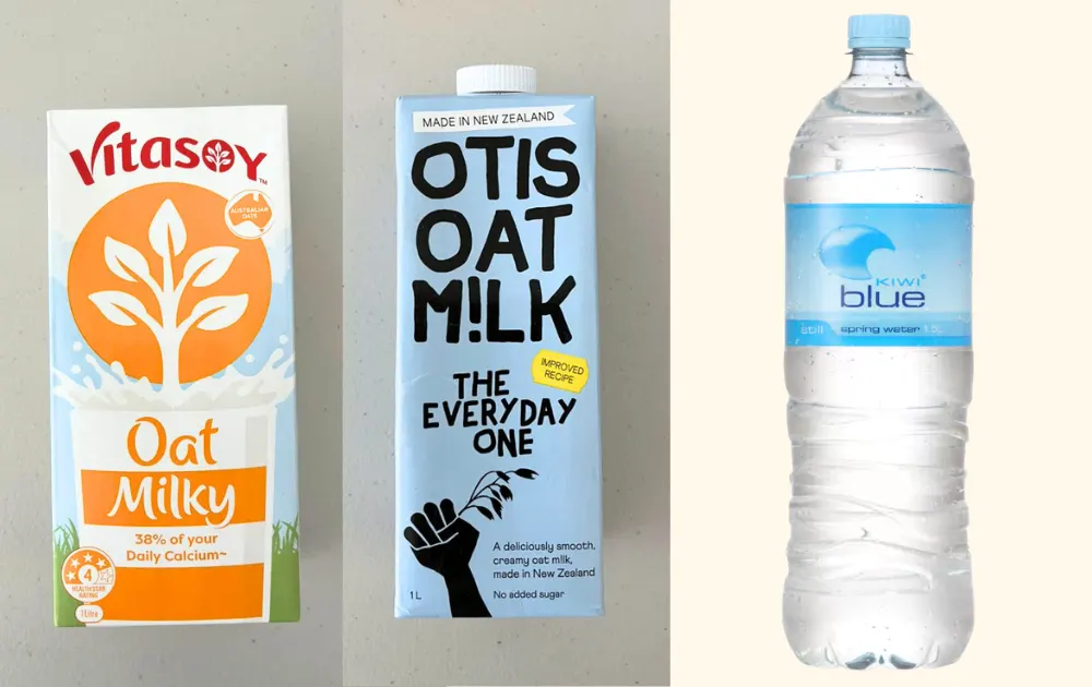 NZスーパーで買えるおすすめ飲み物Oat Milk、Kiwi Blue Water Still