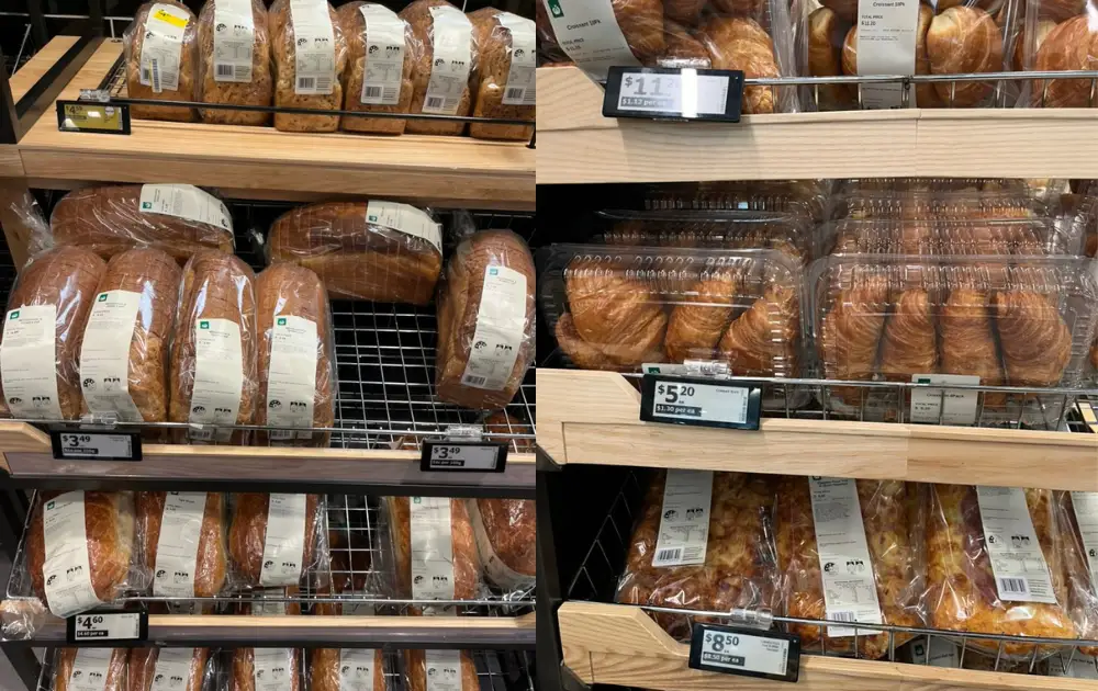 Woolworthsの店内の様子、パン、ベーカリー