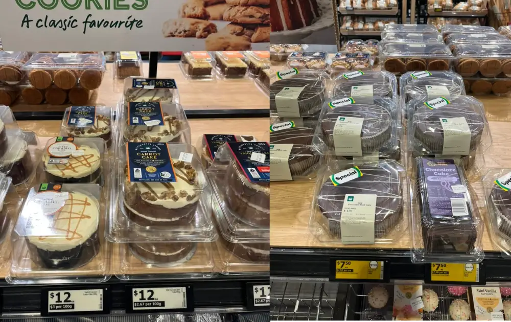 Woolworthsの店内の様子、ケーキ